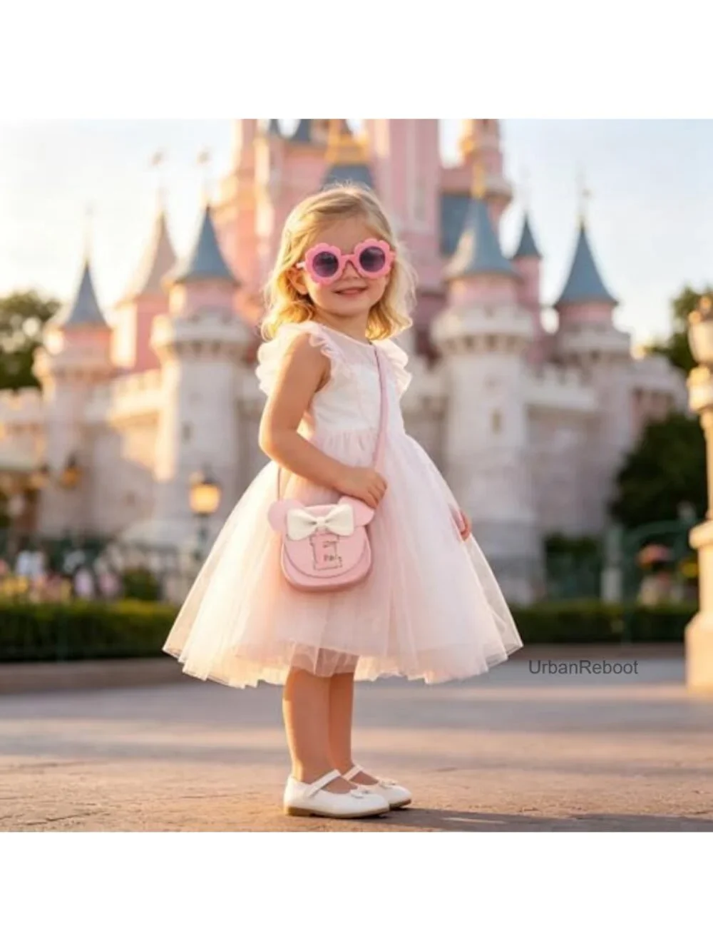 Girls Crossbody Purse with Mouse Ear Bow & Sunglasses Set
